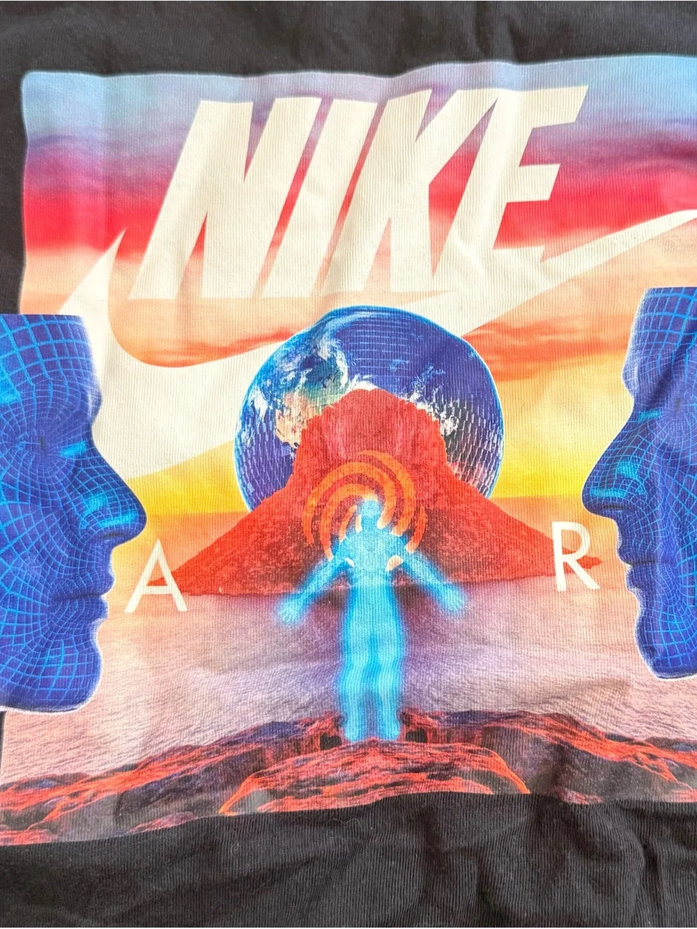 Y2K Nike Air Festival Photo Unisex T-Shirt Air Futura Sci-Fi Art Size Large